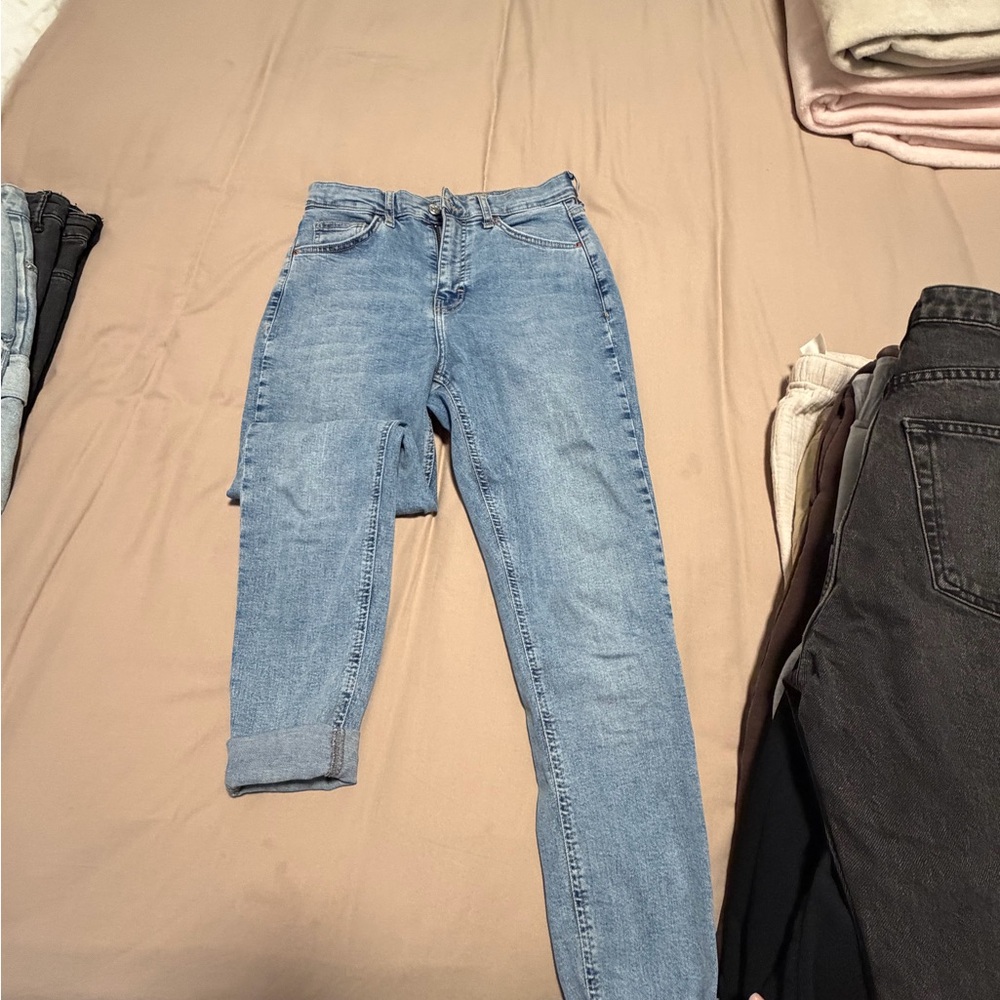 TOPSHOP Light Blue Women's High-Rise Straight Jeans
